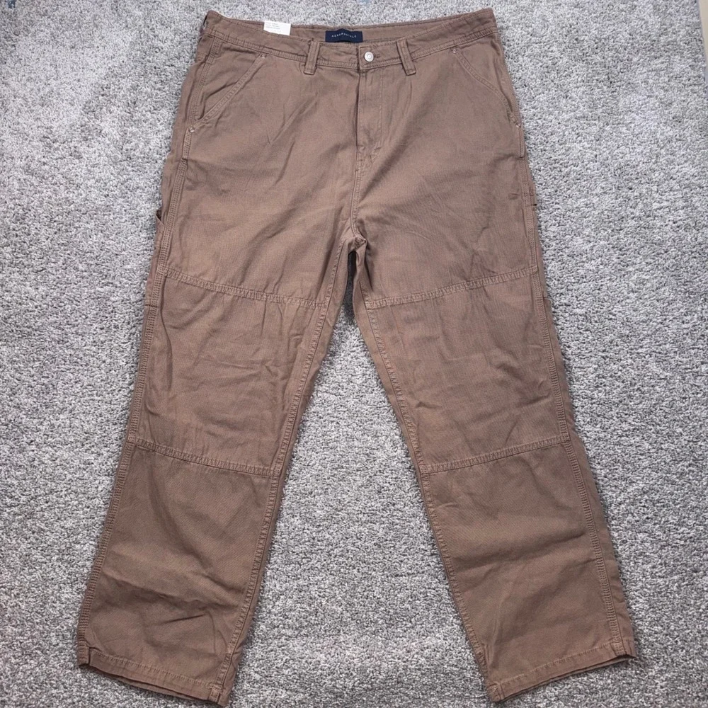 Aeropostale Carpenter Pant Mens Straight Leg Canvas Brown XL NEW